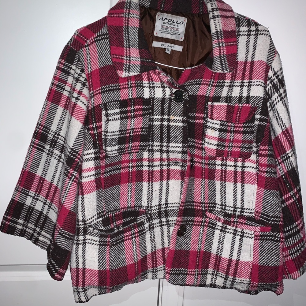 Apollo Women's Plaid Blazer - Pink and Black